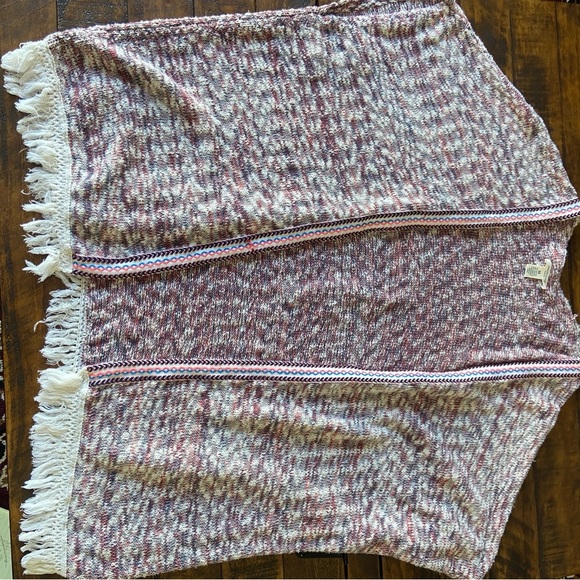 Westbound Sz 2X Muted Multicolor Knit Shawl Cardigan Poncho Fringed Tribal Trim - Picture 5 of 10
